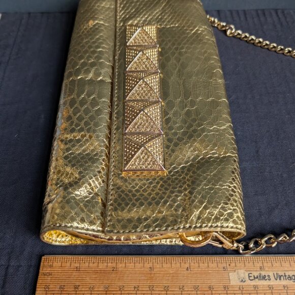 MICHAEL KORS Gold Antonia Evening Bag Purse Clutch